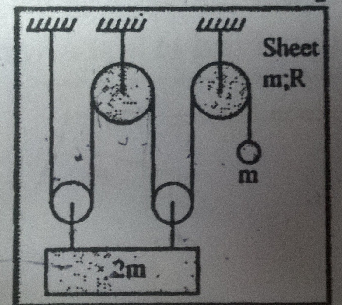 Question image for The system is released. Find the acceleration of